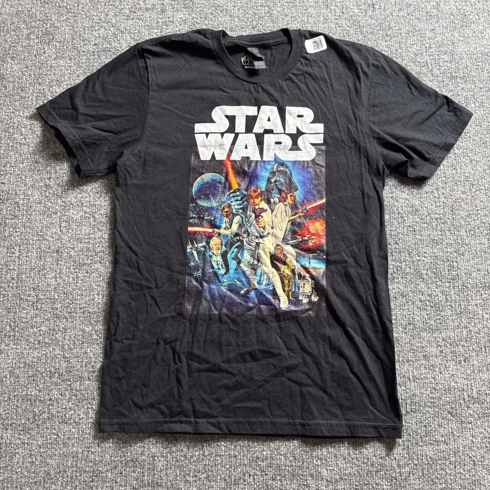 Star Wars Classic Movie Poster Graphic T-Shirt Black Gildan Softstyle Size Small